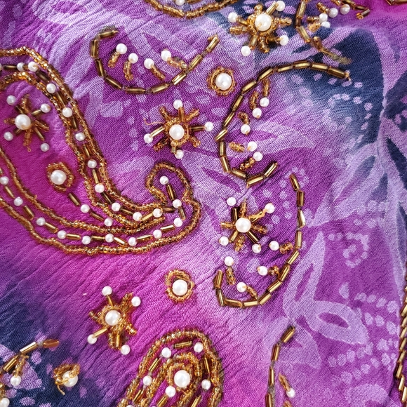 VTG Ikad Multicolored Boho Hippie Artsy Beaded Rayon Layered Tunic Top One Size - Picture 6 of 11